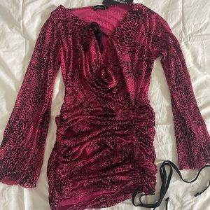 Pink with Animal Print Mini Dress
